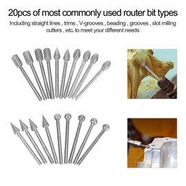 Solid Carbide Burrs for Rotary Tool 3mm Drill Die Grinder Carving Bit [20PCS]