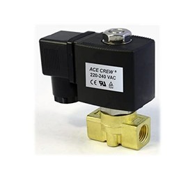 AceCrew Brass Solenoid Valve 3/8” inch NPT 220VAC, 240VAC Normally Closed - flow control valve for gas, fluid & air