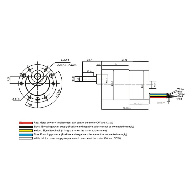 Brushless Motor Adjustable Speed CW/CCW DC12V with Bracket for Measuring