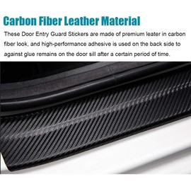 LEXLEY For Ford 2008-2025 F250 F350 F450 SUPER DUTY Carbon Fiber Style Leather Door Sill Protector,Guard Sills Protector Trim,Welcome Pedal Protect 4PCS-With BLUE "SUPER DUTY" LOGO