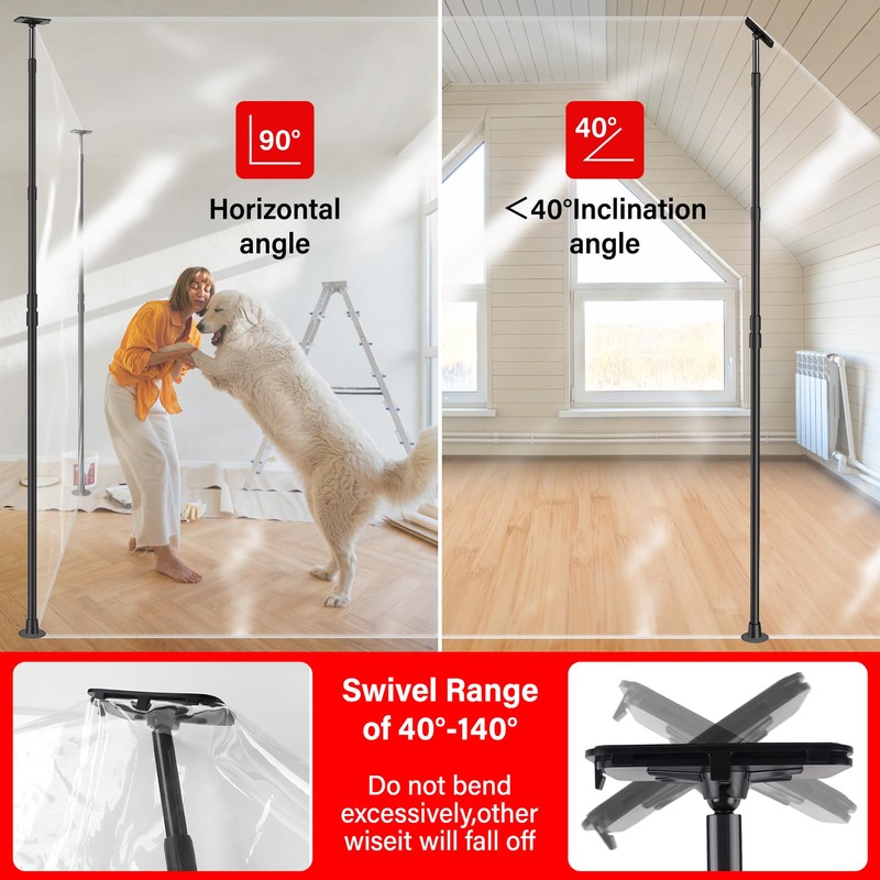 10FT Dust Barrier Poles Kit,Spring Retractable Zipper Wall Poles for