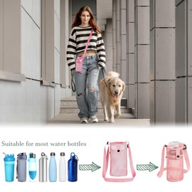 3Pcs Water Bottle Holder Water Bottle Sling Mesh Portable Bottle Holder Carrier Adjustable Shoulder Strap for Hiking Camping Walking Sports Gym Travel