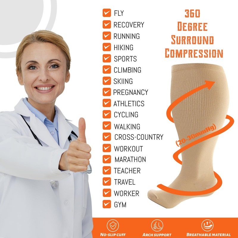 SOJOFEL Compression Stockings Thick Calf for Men and Women -