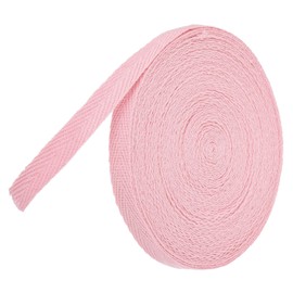 TA-VIGOR Cotton Twill Tape Ribbon 10mm, 10 Yards Bias Binding Tape Bunting Tape Soft Natural Herringbone Webbing Tape Roll for Sewing Dressmaking Gift Wrapping DIY Craft, Light Pastel Pink