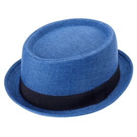 Trenzeo Porkpie Fashion Hat – Breathable Summer Mesh Pork Pie Hat for Men Outdoor Hat Men's Hats (UK, Alpha, L, Standard, Blue)