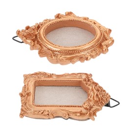 ULTECHNOVO 2pcs Mini Vintage Resin Picture Frames with Built in Hooks for Wall Hanging Fade Resistant Small Photo Holders Lightweight Portable Home and Wedding Decor