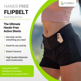 FlipBelt Pantalones Cortos Unisex para Correr, Pantalones para Correr., Carbon, Mediano