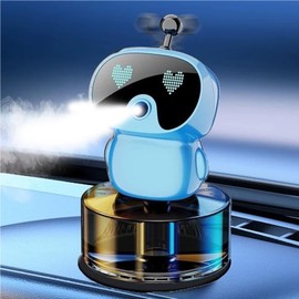 Robot Intelligent Aromatherapy Machine, Smart Cute Robot Car Air Freshener, Fine Spray/Fillable/Four-Gear Adjustment/Vibration Sensing/On-Off/Large Capacity Long-Lasting Fragrance/V1 (Blue, Ocean)