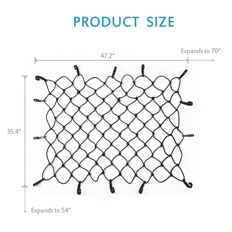 MICTUNING Cargo Nets, 6mm 47" x 36" Heavy Duty Latex