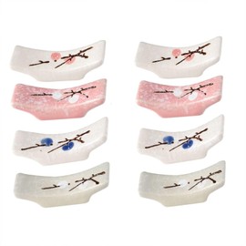 Chopsticks Rest, Set of 8, Cute, Stylish, Chopsticks Pillow, Chopstick Stand, Cutlery Stand, Plum Bossam, Japanese Style, Japanese Pattern, Pottery, Funny, Chopsticks Rest, Restaurant, Ryokan,