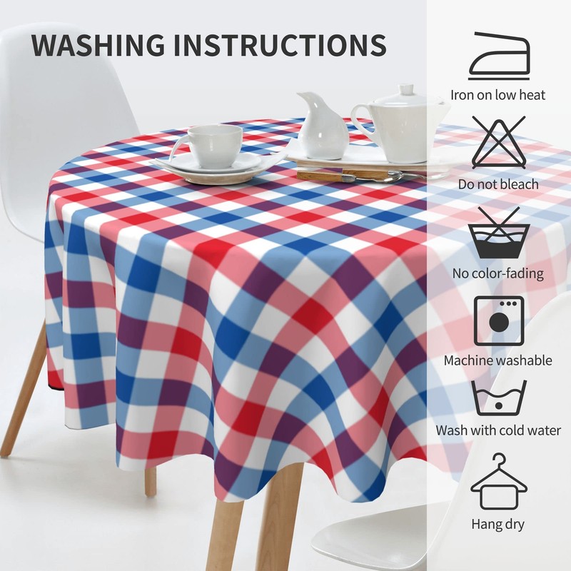 SuQKXCo 4th of July Round Tablecloth 60 inch Patriotic Memorial