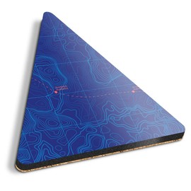 1 x Triangle Coaster - Sea Depth Topographic Map Ocean Cork Backed MDF Glossy Tea Coffee Accessory #24167