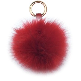 Unpafcxddyig 5.9in Faux Fur Pom Pom Keychain Purse Handbag Charms Tote Pendant Fluffy Ball Key ring for Women,red