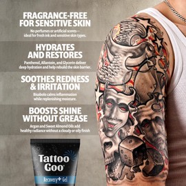 Tattoo Goo Recovery Gel for Tattoo Aftercare, 2 oz, Hydrates & Enhances Healing, Non-Greasy with Panthenol, Allantoin & Glycerin to Soothe Redness & Itch, Helps Ink Appear Brighter