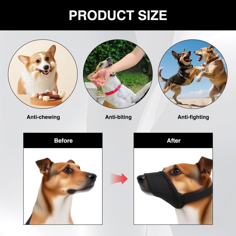 LOGJAM Small Dog Mesh Muzzle for Barking, Soft Breathable Dog