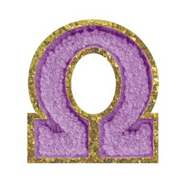 Omega Iron on Greek Letter Patches Glitter Gold Purple Chenille Greek Letters Sorority Gifts Greek Letter Patches for Clothing Hats Shirts Repairing Jeans Bags Craft