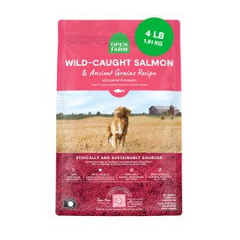 Open Farm, Ancient Grains Dry Dog Food, Protein-Rich & Nutrient Dense, 90% Animal Protein Mixed with Non-GMO Fruits, Veggies and Superfoods, Wild Caught Salmon Recipe, 4lb Bag