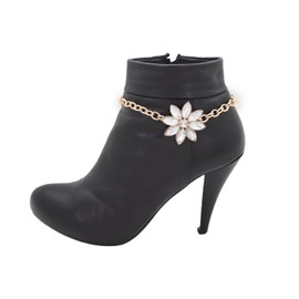 Unbranded Women Gold Metal Chain Boot Bracelet Shoe Fancy Silver Bling Flower Charm Anklet