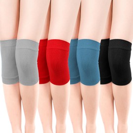 Geyoga 4 Pairs Knee Warmers for Women Men Knee Braces Liner Sleeve Supports for Arthritic Knees Winter Cycling Ski Running (Gray, Black, Red, Peacock Blue,Medium)