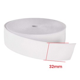 Trimming Shop 32mm (1.25 Inch) Wide Flat Elastic Band, Stretchable Waistband Tape Elastic Cord for Sewing Clothing, Garments, Dressmaking, DIY Craft Projects, White, 1 Metre