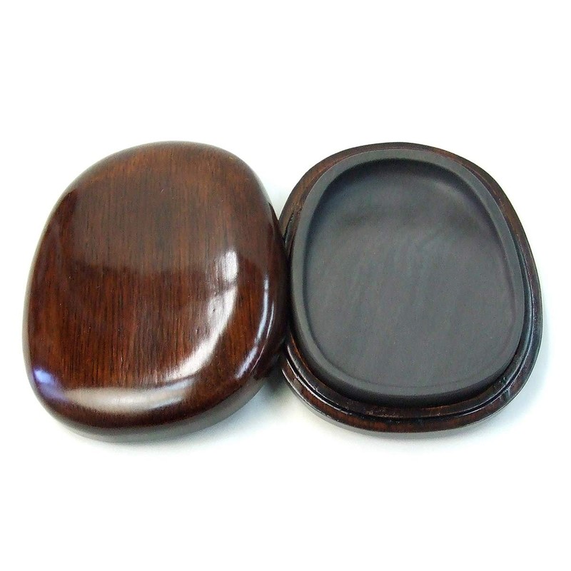 硯石 端渓硯 新坑仔岩 蛋型淌池硯 4吋 （100×80×15mm）