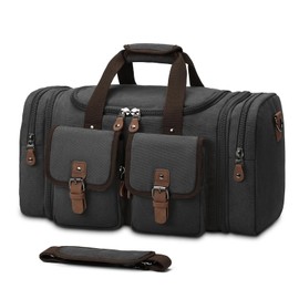 Chegge Duffle bag for Travel,50L Canvas Travel Duffel Bag Expandable Waterproof Overnight Weekender Gym Bag Carry On Bag with Suitcase Handle Sleeve(Dark Grey)