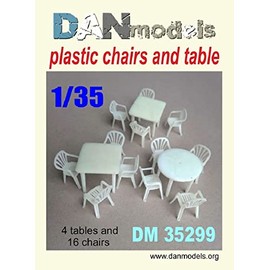 Dan Models 35299-1/35 Plastic Chairs and Table. 4 Tables and 16 Chairs