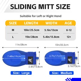 AzReference Sliding Mitt, Baseball Softball Sliding Glove for Adult, Universal Right or Left Hand Baseball Sliding Mitts, Elastic Adjustable Wrist Compression Strap, Blue