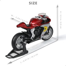 Risopen 1/12 Motorcycle Model Toy for MV Agusta Superveloce AGO Alloy Die-cast Motorcycle Model for Welly No Assembly Required Mini Racing Moto Collection Gift for Adult （Red）