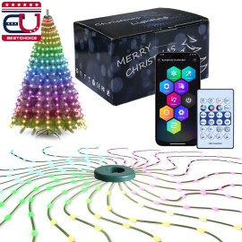 EU Bestchoice Christmas Tree Waterfall String 400LED Lights Waterproof Smart Home Decor Remote