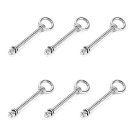 Ruimou 6 Sets M8 Lifting Eye Bolts with Nuts and Flat Washers for Industrial, Furniture Decoration, Construction, Marine, Mechanical Equipment (M8)
