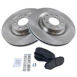 TRQ Front Brake Pad & Rotor Kit Brake Pads Brake Rotor Semi-Metallic Compatible with 2007-2015 Mazda CX-9