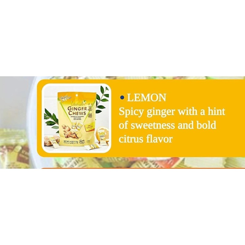 Prince of Peace Ginger Chews Candy with Lemon (100%Natural) 4oz(Pack