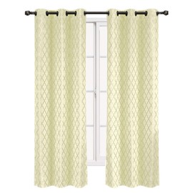 Royal Tradition Willow 84-Inch Wide x 96-Inch Long, Jacquard Thermal Insulated Set of 2 Blackout Curtains, Ivory