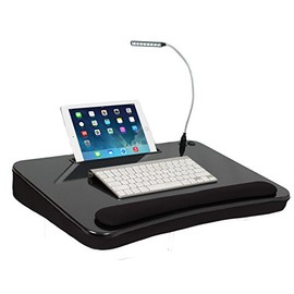 Sofia & Sam XLG Deluxe Lap Desk with Tablet Slot (with USB Light, Black)