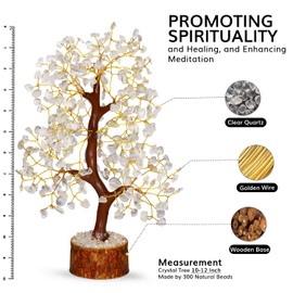 NARIBABU Clear Quartz Crystal Wire Tree - Stones and Crystals - Quartz Tree - Positive Energy - Spirtual Things - Good Luck Gifts - Tree of Life Decor - Positive Energy Crystals - Rieki Healing