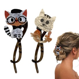 2 Pack Cat Twist Clips French Banana Clips Banana Clips Chic French Hair Clips for Beach Leisure Trip Travel