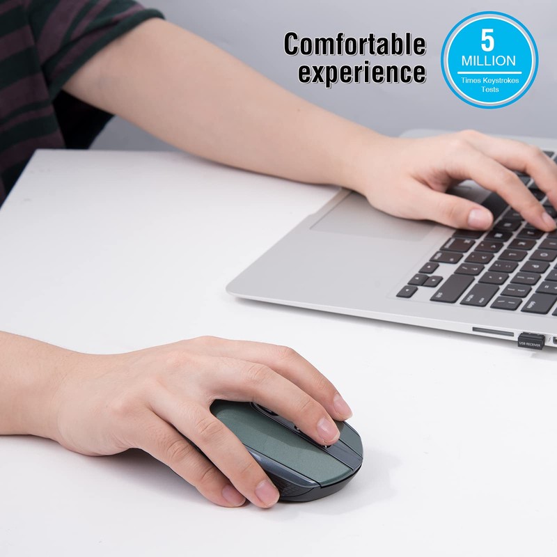 Wireless Mouse, Computer Mouse for Laptop, 2.4G Portable Silent Mouse,