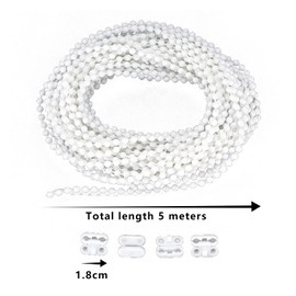 Plastic Roller Blind and Roman Shade Blind Beaded Chain Cord,Blind Chain Connector,4.5mm Roller Blind Chain Beaded Pull Chain Extension with 4pcs Mating Connector,for Curtain Roller Repair Fitting,5M