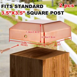 Tandefio 2 Pcs Solid Copper Post Caps Fence Pyramid Decking Caps with Screw for Metal Wood Cedar Fence Deck Corridors Mailbox Posts End Cover (4x4" (Actual 3.5×3.5"）,Trapezoid)