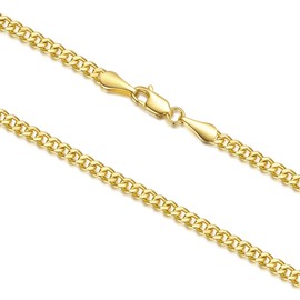 iSunat Gold Necklace for Women 3mm Gold Jewelry for Women Cuban Link Chain for Men Golden Chain for Men 14K Timeless Heritage, Modern Edge Waterproof Golden Necklace 16,18,20,22,24IN