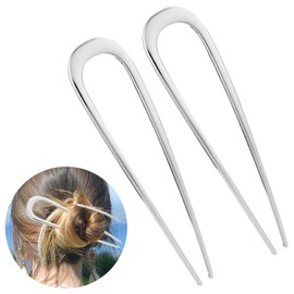 Yeanifeana 2 Piezas Horquillas para el Cabello Forma U Pinza para el Cabello Francesa 2 Puntas Horquillas Moño Mujeres Niñas Accesorios Horquilla Ayuda el Cabello (Plateado)