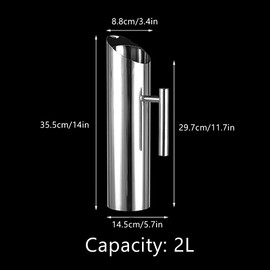 Stainless Steel Jug Jug with Ice Guard Cold Drink Pitcher Cold Drink Water Pouch Home Hotel Serving Tool (2L)