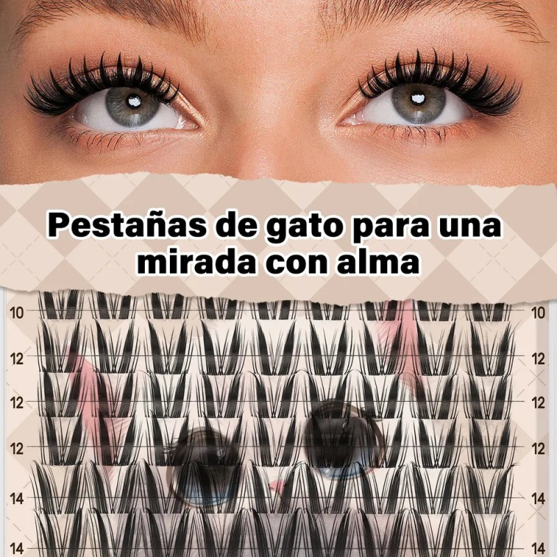 Jms&jms Kit De Cat Eye Pestañas,8-18mm,extensión De Pestañas