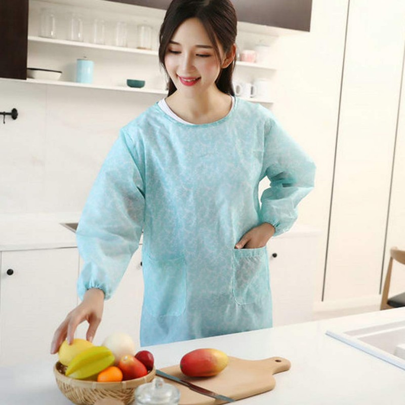 FOMIYES Long Sleeve Waterproof Apron, Adult Kitchen Apron, Household Apron