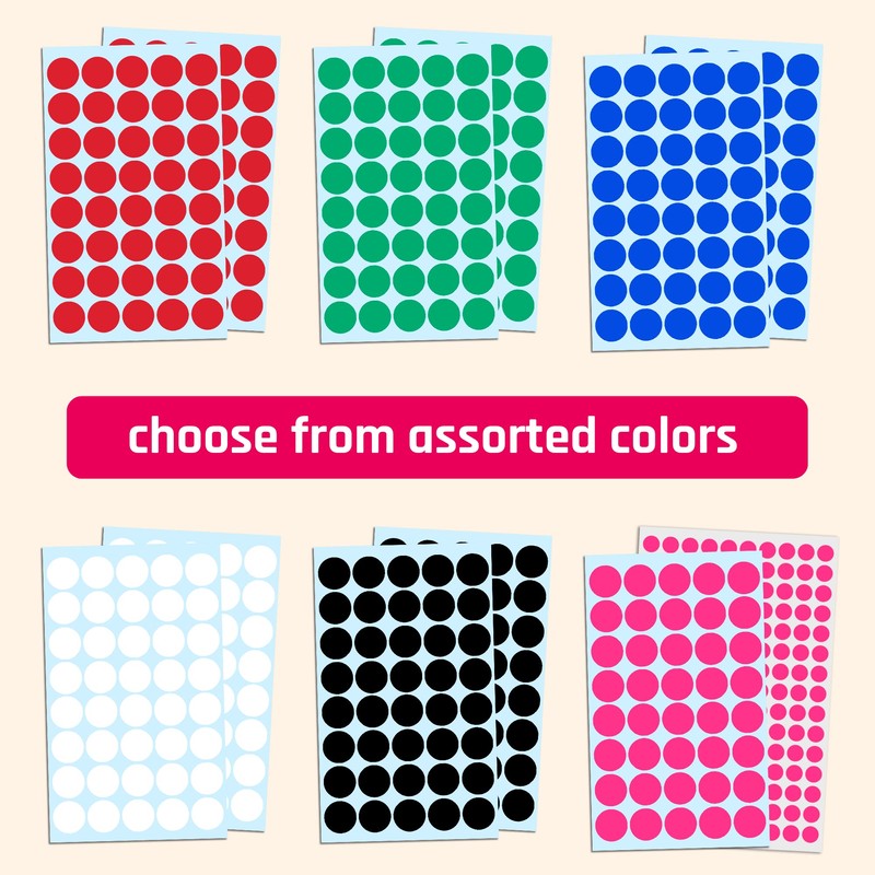 2000 Pieces, 20mm - Red Dot Stickers, Sticky Dots Round