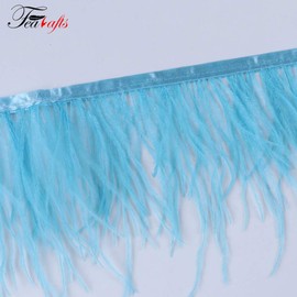 2 Yards 10-15cm Fluffy and Soft Ostrich Feather Fringe Trim for DIY Sewing Crafts (Sky Blue #028)