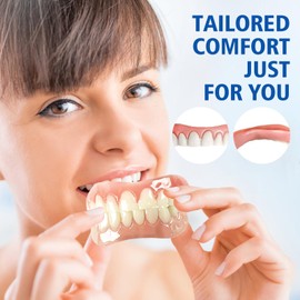 3 Sätze Zahnersatz zum Aufstecken, Zahnersatz Selber Machen, Angenehmes Tragegefühl, Silikon Prothese Kit für Partys, Hochzeiten, Aufführungen mit 1 Blau Zahnbürste