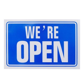 Open Closed Sign Blue Double Sided High Contrast Reversible Shop Safety Door Notice