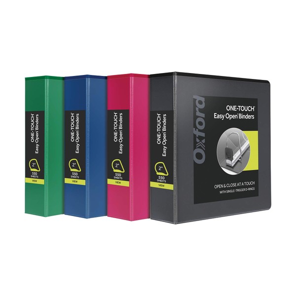 Oxford 3 Ring Binders, 2 Inch ONE-Touch Easy Open D